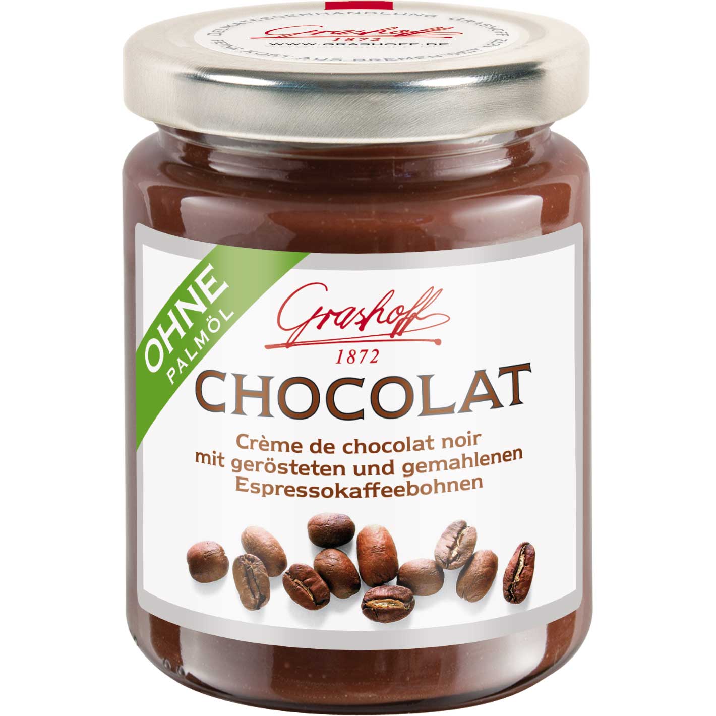 Grashoff Chocolat Crème de chocolat noir mit Espressokaffeebohnen 250g